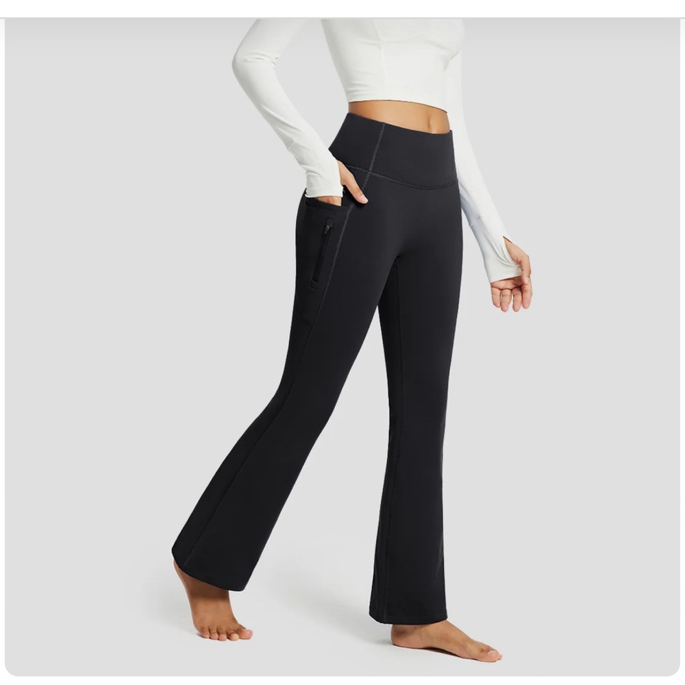 Baleaf Black Boot Cut Flare Pants Thermal with Zippers size L